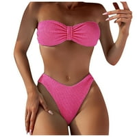 Žene kupaći kostimi za kupanje za žene Modni ženski seksi temperament na čvrstoj boji za plasku odjeću TOP TOP talas uzorak Split bikini kupaći kostim ružičastih l