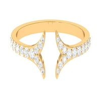 APRINSKI BIRTNI PHING - CT okrugli oblik Dijamantna prstena, Diamond Fishtail Manžetni prsten za žene,