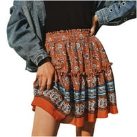 Daqian Plus size suknje za uklanjanje žena Ljeto casual vintage visokog struka cvjetna print plaža ruffled