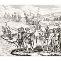 Posteranzi DPI otkriće Amerike 12. maja Columbus instalira krst i krštenje print plakata, 13