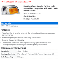 Prednji lijevi signal Svjetlo za parkiranje za parkiranje - kompatibilan sa - Honda Accord