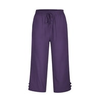 Capri pantalone za žene elastične kotače visokih struka sa džepovima labave casual crtača joggers hlače