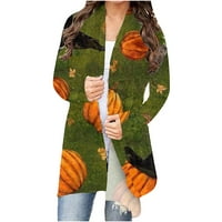 Halloween Cardigan za žene Jesen modni bundevi Cat Print pleteni dugi rukav Otvori prednji kardigan