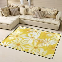 Žuti cvjetni ilustracijski prostirki za spavaću sobu dnevni boravak, neklizajući meko sklopivi tepih,