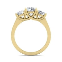Superjeweler Carat Moissite Tri kameni prsten u karatu žuto zlato za žene