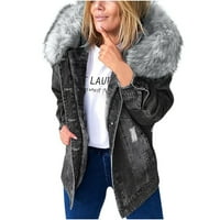 Jedrine jakne ženska modna casual sa kapuljačom zimskom retro jaknom za toplo raštrkani umetnuti kaputilni