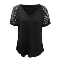 Lenago Fashion Woman V-izrez kratki rukav majica Majica Ljetna čvrsta labava bluza na klirensu