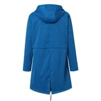 Žene Snažna traka kišne jakne na otvorenom plus vodootporan kapuljač kapuljač, plavi, xxxl
