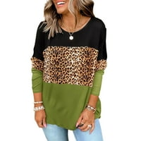 Lovaru ženska labava leopard bluza vrhova dugih rukava blok košulje u boji