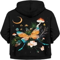 Suhoaziia Girls Y2K Zip up hoodie 14- Butterfly gljiva Mjesec Drivershirtshirt Masmets Soft Elastic