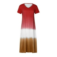 Ljetne haljine za prodaju za žene plus veličine kratkih rukava tisak tinte-boje Fade Color Haljina V-izrez