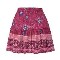 RUZIYOOG Ljetne haljine za žene Modne žene Štampanje casual zavoja ruched ruffles elastična suknja od