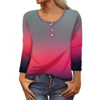 Umitay ljetni ženski modni casual dugih rukava za dugi rukav Ispis U-izrez pulover top bluza