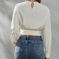Vrhovi useva za žene s dugim rukavima Crewneck Solid Color Tunic Tops Casual Fashion Comfy Thirts Bluze