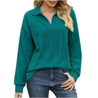 Modni vrhovi za žene trendi ženski gumb labav bluza s dugim rukavima prodaja zelene boje