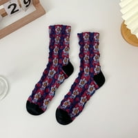 Dyfzdhu Žene zimske čarape Jesen Zima Mid Tube Socks Pletene žakard ispis Termičke čarape