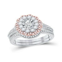 Zlatna zvjezdica 14kt dvotonski zlatni ovalni dijamant Bridal Wedding prsten set 1- cttw