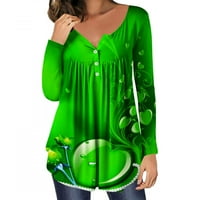 GUZOM majice s dugim rukavima za žene - proljetna odjeća za dnevnu sv. Patrickov kratki vrat casual