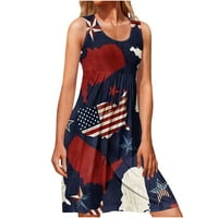 Oalirro American zastave bez rukava od rukava za žene za žene 4. srpnja Tanka haljina za žene Patriotska