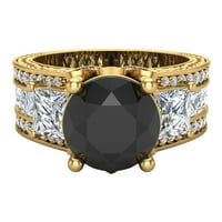 Black Diamond zaručni prsten za žene 5. Carat prošlo prisustvo budući stil 14k zlato