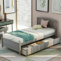 Elektron Twin platforma za odlaganje kreveta za krevet na drveni krevet sa dvije ladice i uzglavlje,