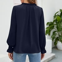 Ženska moda Jesen zimski dugi rukav čvrsta bluza V-NEC KTIE konop vrhovi s rastemnim ugrađenim košuljama