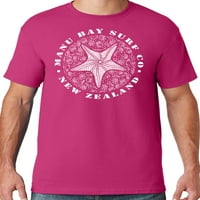 Mens Manu Bay Surf Company White Starfish majica, 5xL Cyber ​​Pink