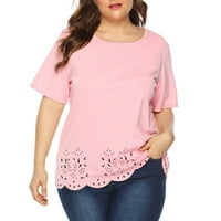 Ženski vrhovi odozgo ispod 5 dolara, ženska ležerna ljeta plus veličina kratkih rukava TOP bluza Pink