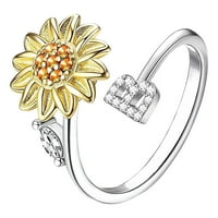 Nakit za žene Prstena suncokretovog pisma Rotibilni prsten za žene Modni nakit Popularni dodaci za suprugu Slatki prsten Trendi nakit za nju