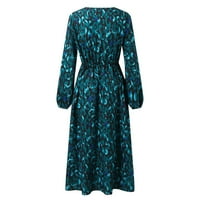 Modne haljine za žene za žene Ležerne prilike dugih rukava s dugim rukavima, prekrivač s vratom Leopard