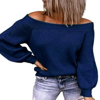 Ženski dugi rukav sa džemper za ramena Lood pletene vrhove