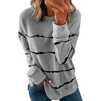 Labakihah dukserica za žene Ženske najvažnije duge casual crew vrat sa pulover s dugim rukavima, majice dugih rukava siva