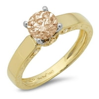 1.06ct okrugli rez braon šampanjac simulirani dijamant 14k žuti bijeli zlatni graviranje izveštaja godišnjica Angažovanje vjenčanog prstena veličine 6.25
