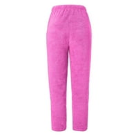 Odeerbi hlače za žene tople fitness sportske gamaše zimske fleke hlače za noge vruće ružičaste