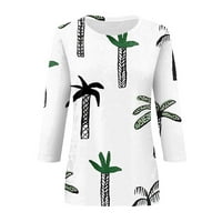 Hanas ljetne majice na plaži za žene Modni tromjesečni rukav Print Okrugli vrat Osnovni pulover casual