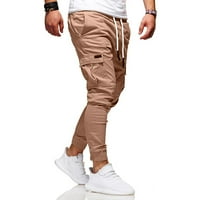 Khaki teretni pantalone za muškarce Modni muškarci Sport Pure Color Bange Ležerne prilike Saobavi duksevi