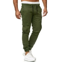 Haljine za muškarce Duksevi Ležerne prilike Elastične jogginje Sport Solid Baggy džepovi hlače zelene