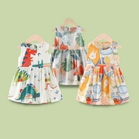 Visokokvalitetna dječja odjeća za djecu 2-GODINE Ljetne djece Smared haljine - višebojni, zeleni tisak,