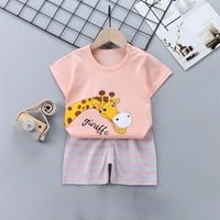 Pejock Baby Girls Boys Odjeća odijela Košulje Shars Sets Kids Fashion Slatka kratki rukav Cartoon Print