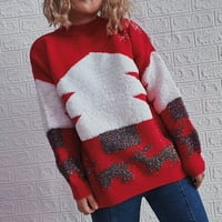 Ženski džemper, vrhovi za slobodno vrijeme Pulover udoban sofy pleteni džemper s dugim rukavima Božićni