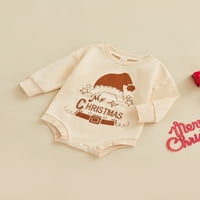Baby Boy Girl Moj 1. božićna dukserica Romper Dugi rukav Leit, print Tumpsuits CrewNeck Preveliki bodySuit
