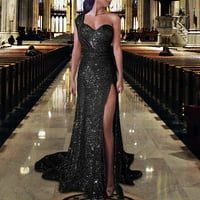 Puawkoer haljina bez rukava dugačka žena jedno-ramena haljina s prorezom bronziranje ženske haljine