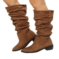 Romomi Boot Wide-Calf zimske cipele koljena visoke čizme za jahanje hodajući modni naborani naljepnica