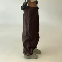 hlače za žene Ženske pantalone Visoki struk širok pantalona za noge FIT labav rad dugačke hlače smeđe