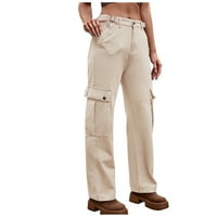 Smihono ženski džep srednje struka Traper kombinezone casual pantalone u proljeće i trendi ljeti jesenski