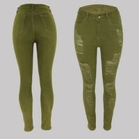 Frostluinai Jeans traper hlače za žene čišćenje modnih ženskih dugmeta patentnih patentnih pantalona