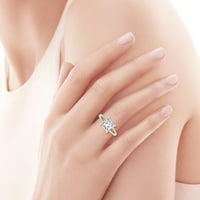 Dallas - Moissite Princess Cut Lab Diamond Angažman prsten sa dvostrukim opsegom i sidestom