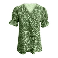 Ženski casual boho cvjetni tiskani majica kratkih rukava bluze Ženska moda V-izrez Udobna labava majica