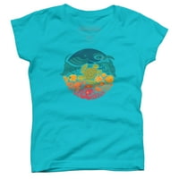 Aquatic Rainbow Girls Ocean Blue Graphic Tee - Dizajn od strane ljudi XL