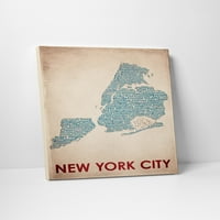 New York State Gradovi Karta Galerija umotana platna Zidna umjetnost